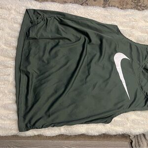 Nike Dark Green Sleeveless Top with White Swoosh